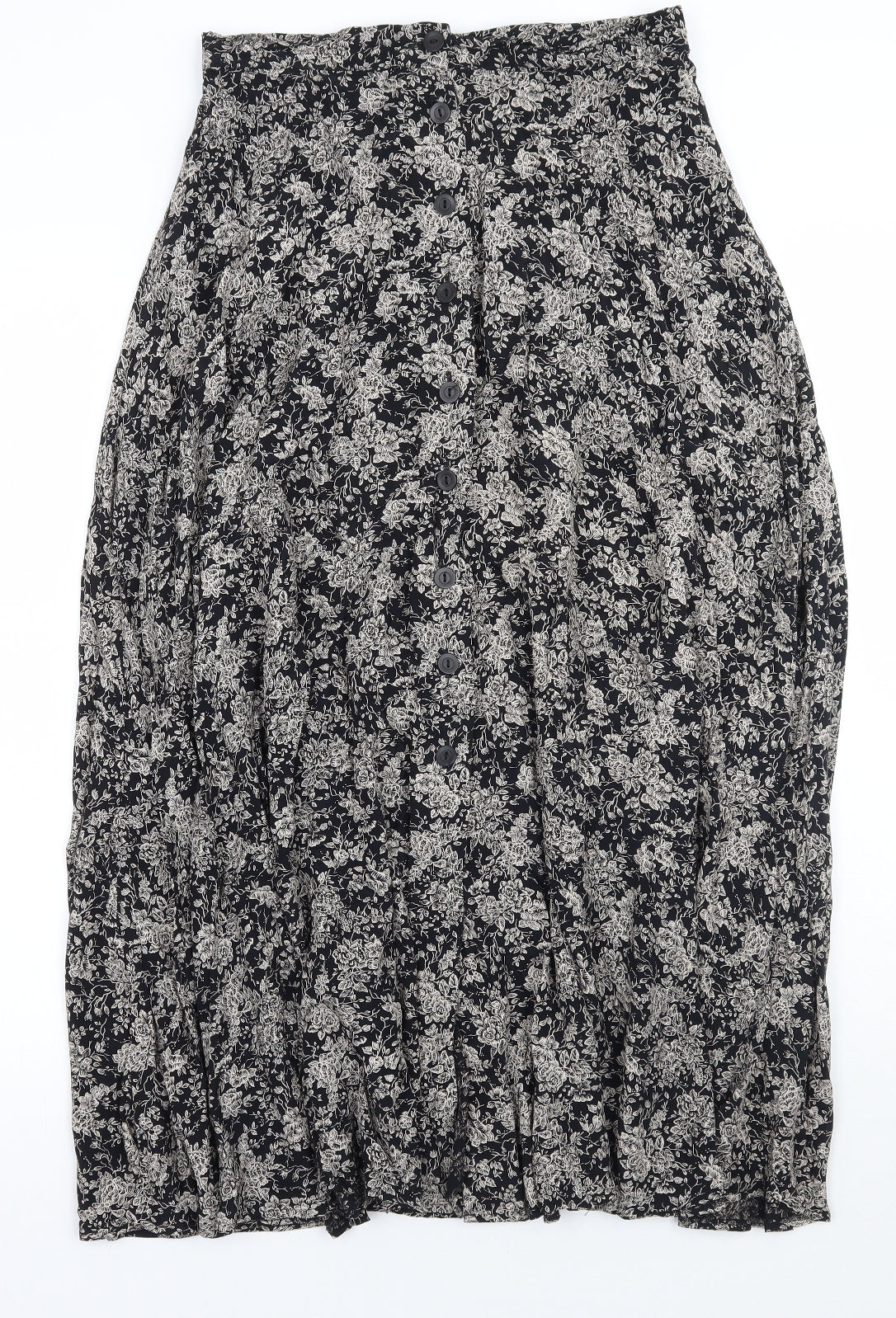 Laura Ashley Womens Black Floral  A-Line Skirt Size 12