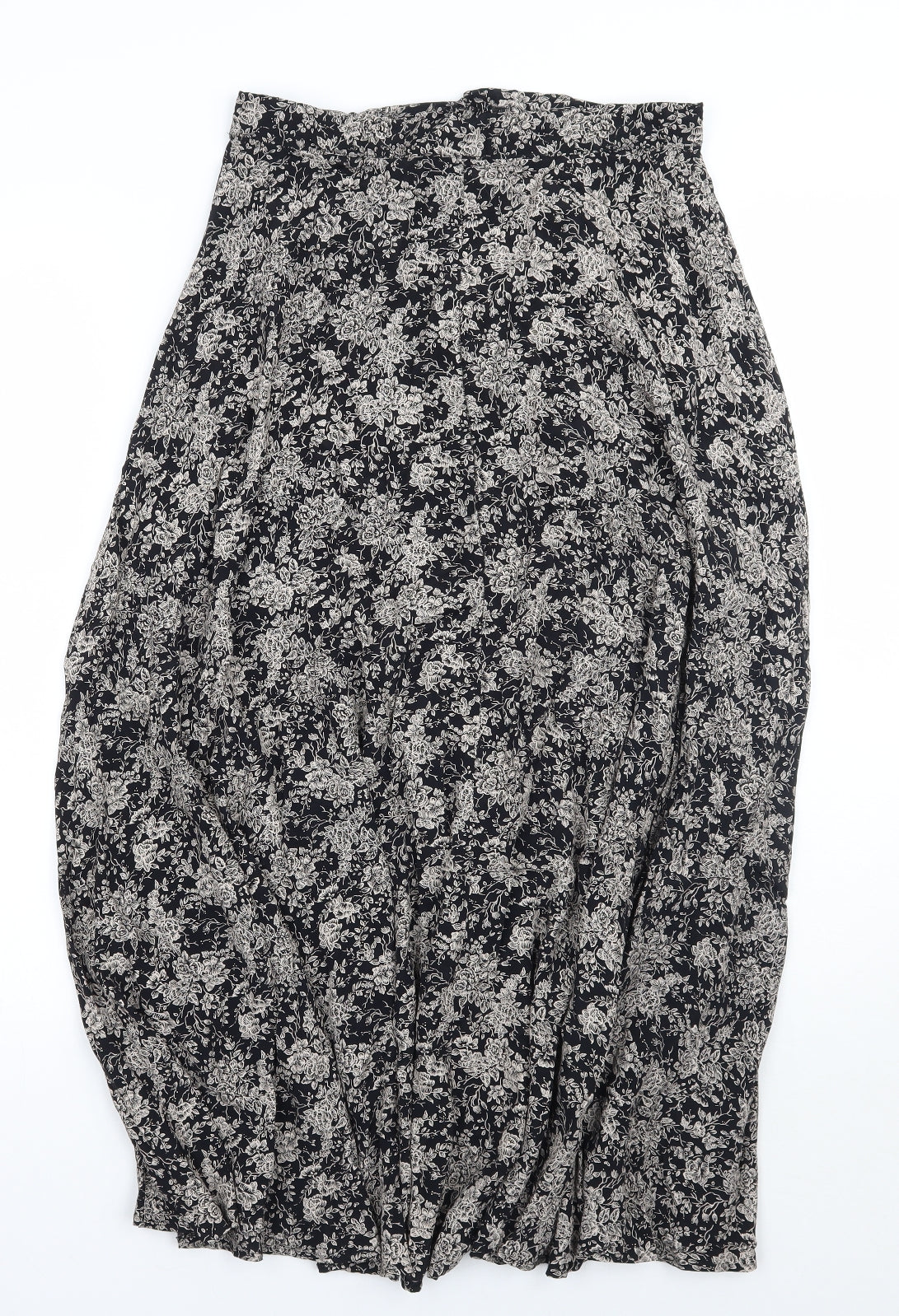Laura Ashley Womens Black Floral  A-Line Skirt Size 12