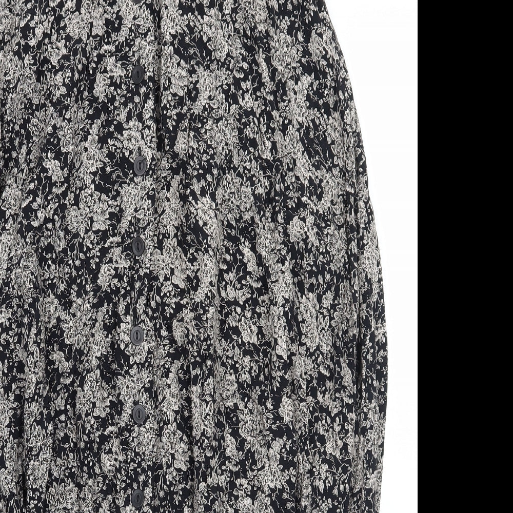 Laura Ashley Womens Black Floral  A-Line Skirt Size 12