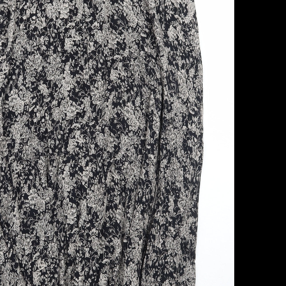 Laura Ashley Womens Black Floral  A-Line Skirt Size 12