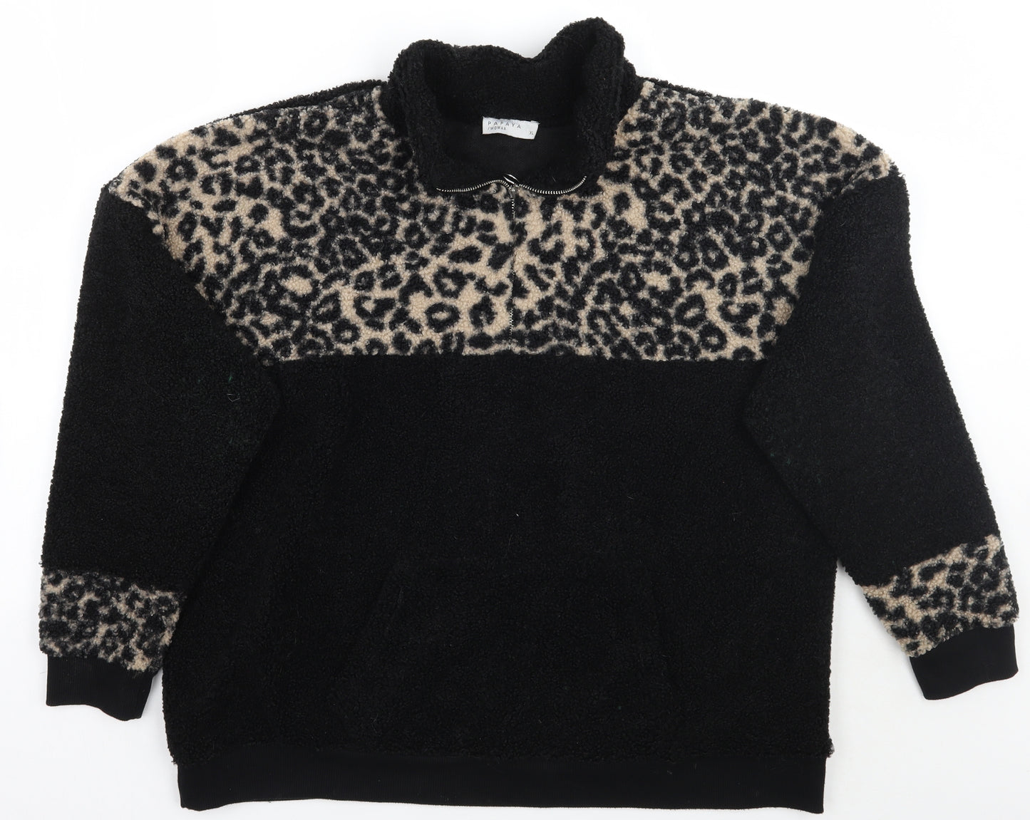 Papaya Mens Black Animal Print  Pullover Jumper Size XL