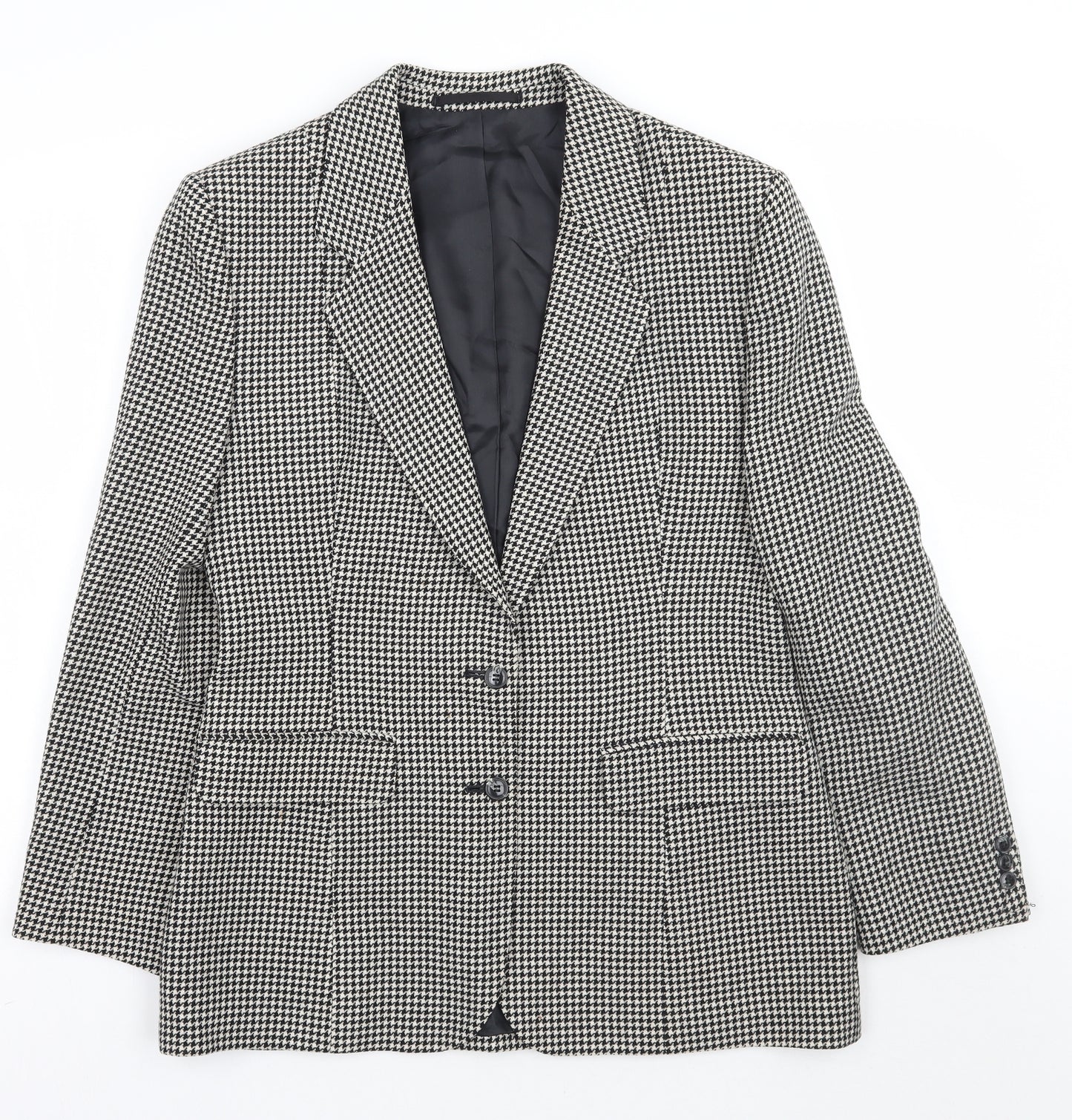 House of Fraser Womens Black Check  Jacket Coat Size 14