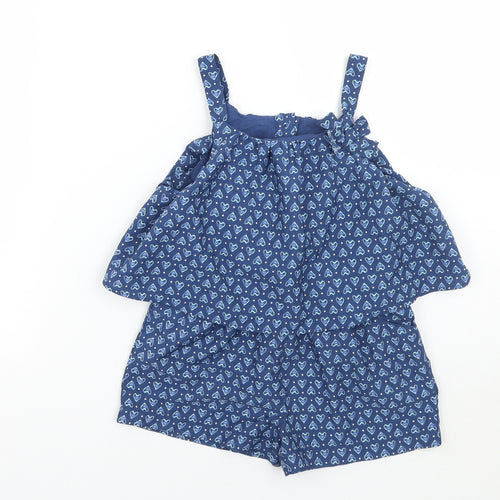 Matalan Girls Blue Geometric  Playsuit One-Piece Size 3-4 Years