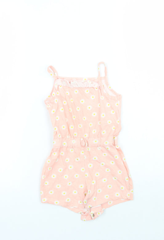 Young Dimension Girls Pink Floral  Playsuit One-Piece Size 2-3 Years