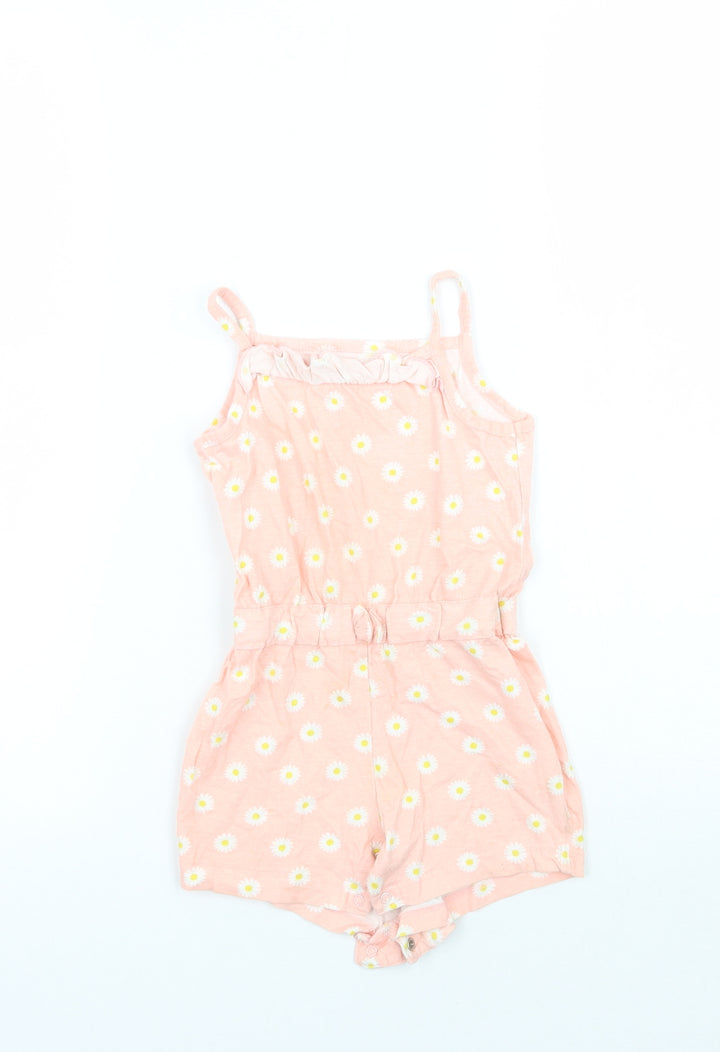 Young Dimension Girls Pink Floral  Playsuit One-Piece Size 2-3 Years