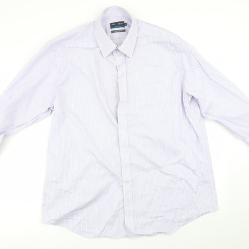 Marks and Spencer Mens Purple Striped   Dress Shirt Size 16.5