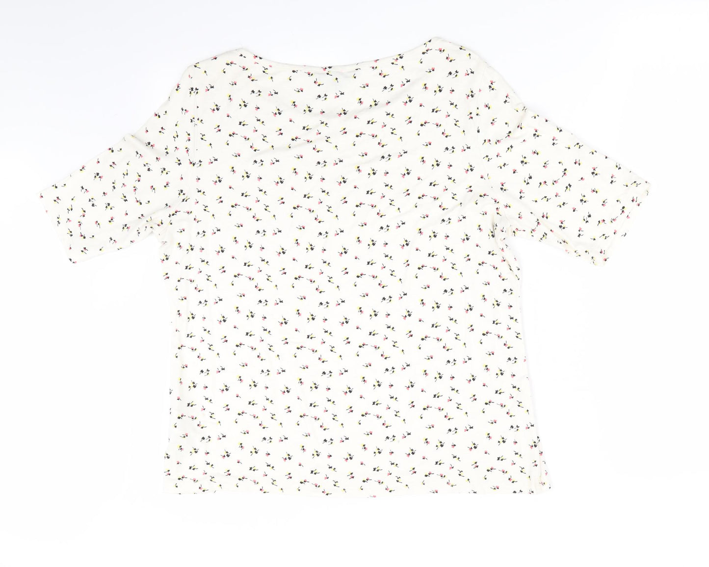 Marks and Spencer Womens Ivory Floral  Basic T-Shirt Size 16