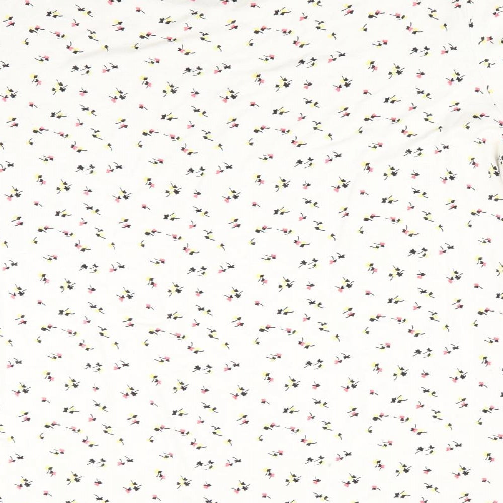 Marks and Spencer Womens Ivory Floral  Basic T-Shirt Size 16