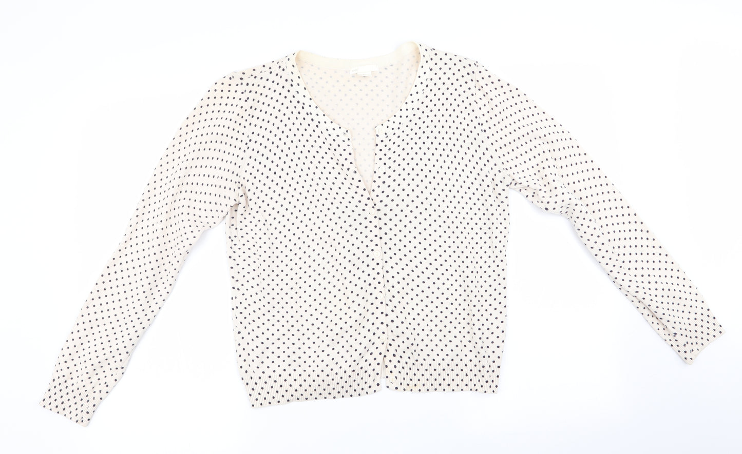 H&M Womens Ivory Polka Dot  Cardigan Jumper Size 12