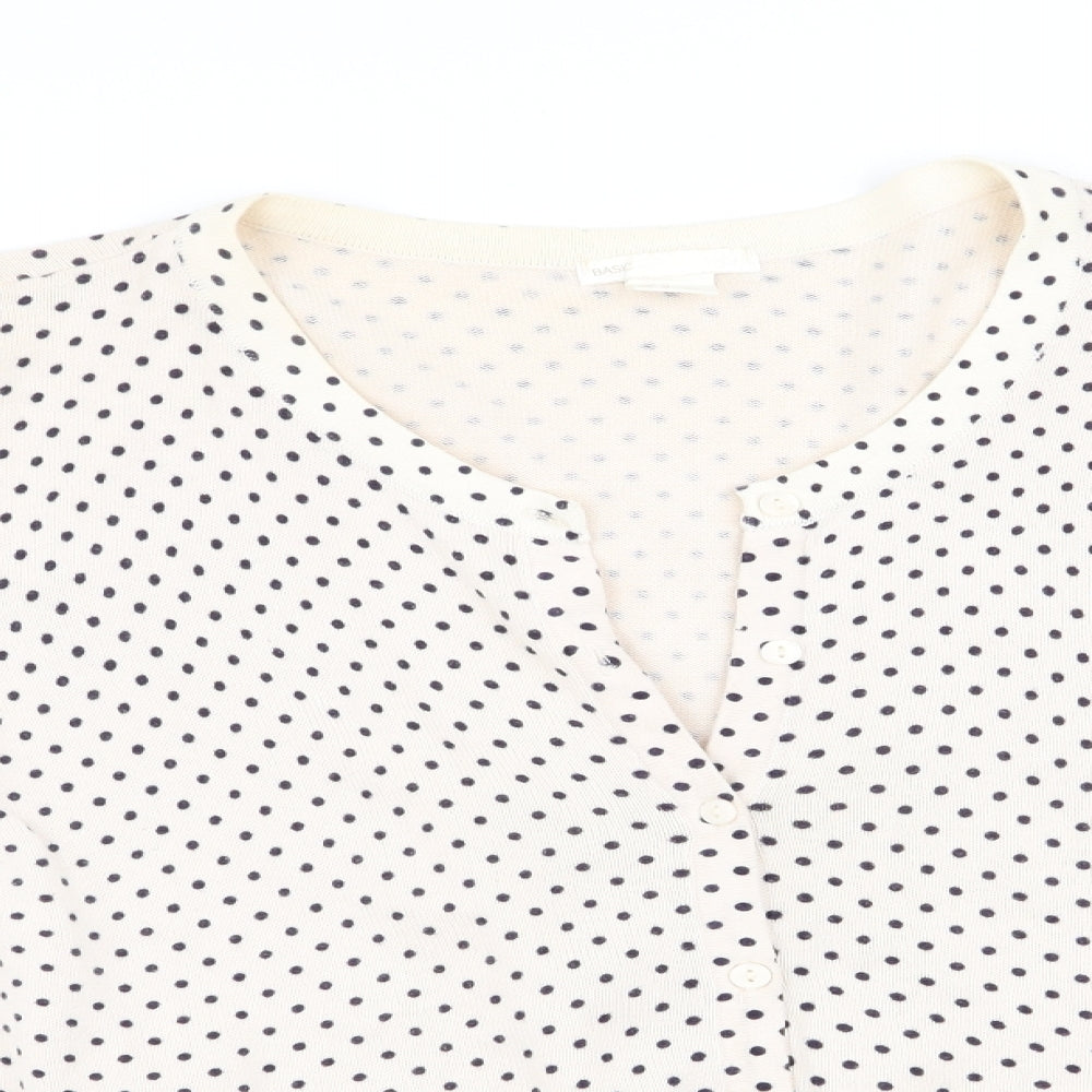 H&M Womens Ivory Polka Dot  Cardigan Jumper Size 12