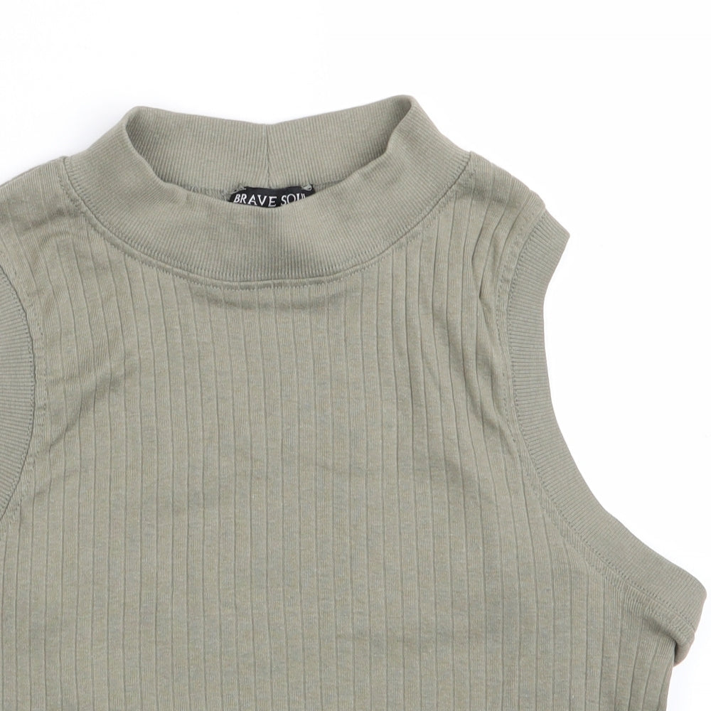 Brave Soul Womens Green   Cropped Tank Size L