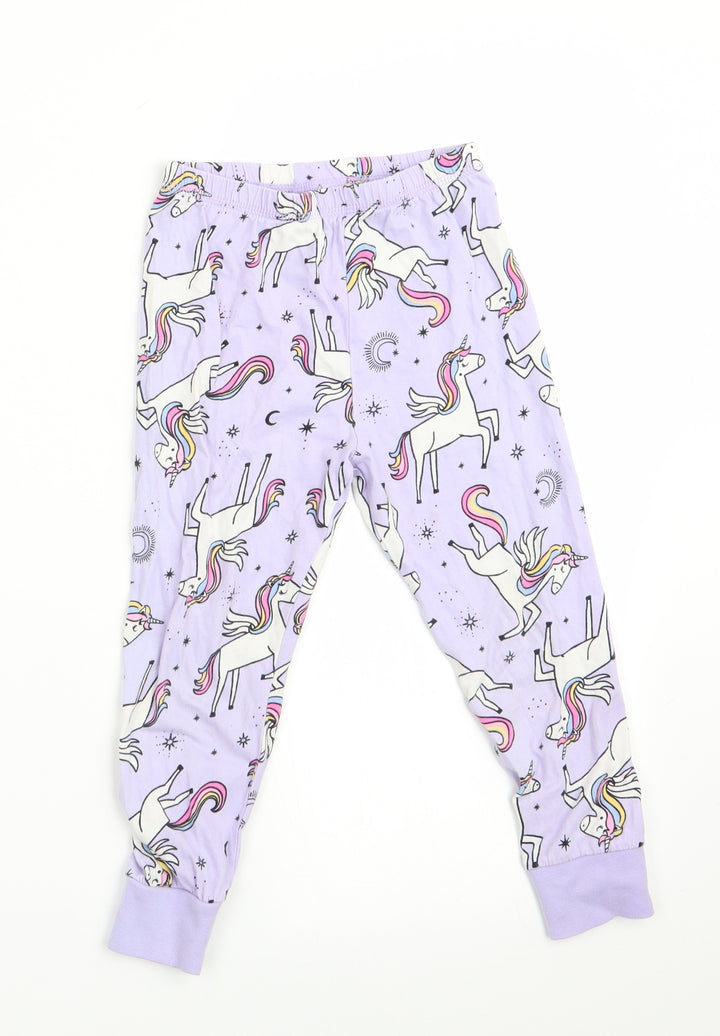 George Girls Purple Animal Print   Pyjama Pants Size 3-4 Years  - Unicorn print