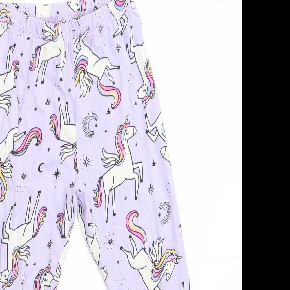 George Girls Purple Animal Print   Pyjama Pants Size 3-4 Years  - Unicorn print