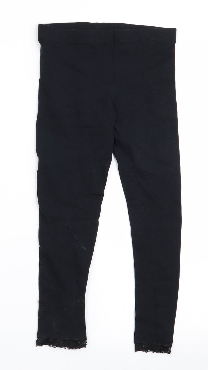 George Girls Black   Jegging Trousers Size 8-9 Years - Lace Hems