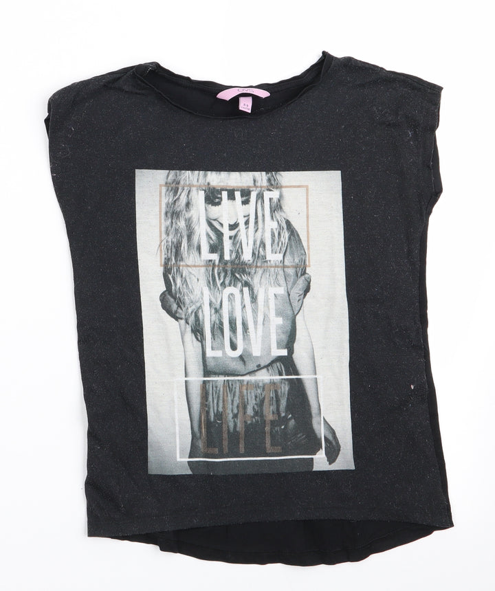 OVS Girls Black Basic T-Shirt Size 8-9 Years - Live Love