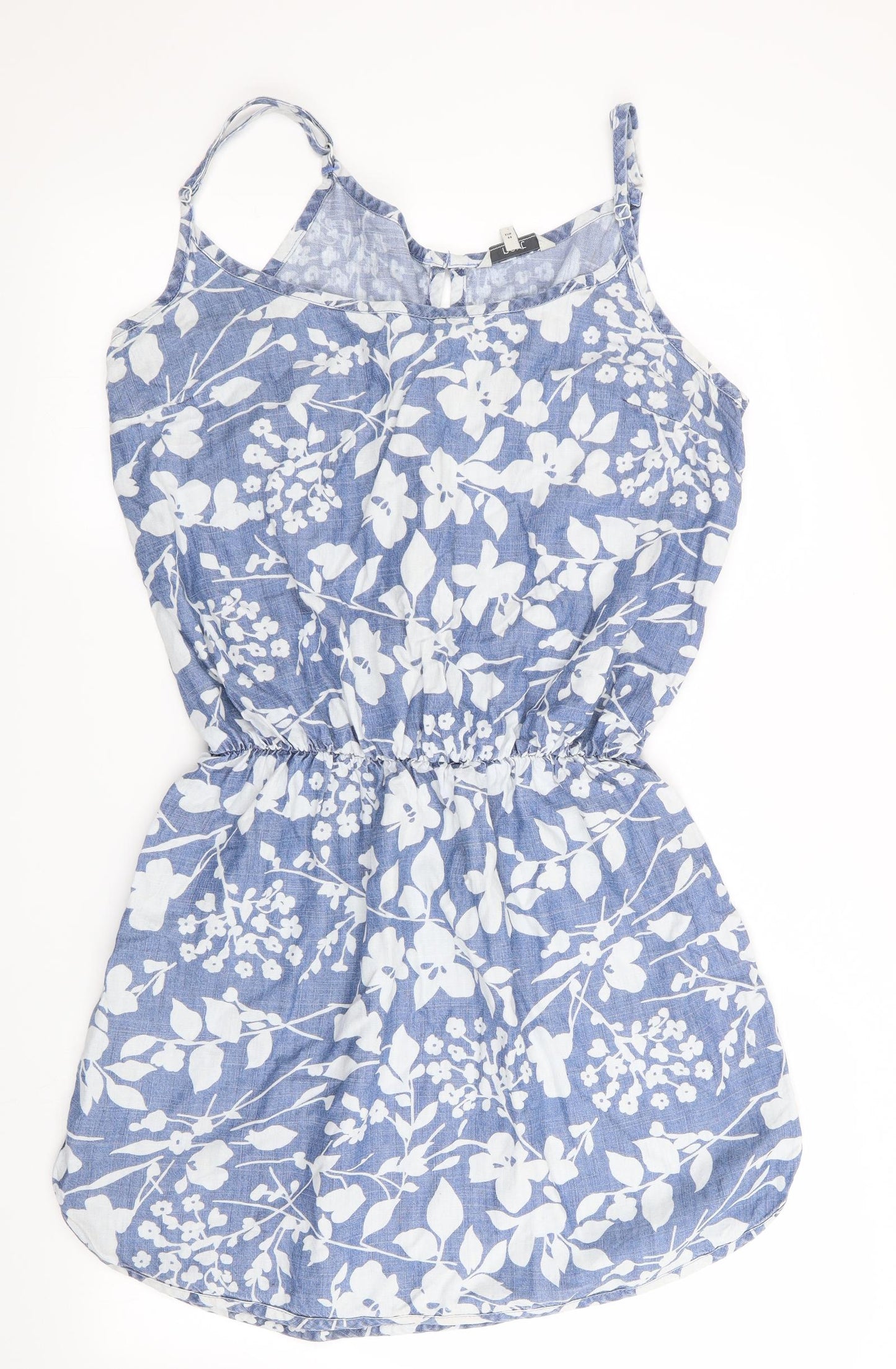 NEXT Womens Blue Floral  Slip Dress  Size 16  - Linen Look Dress