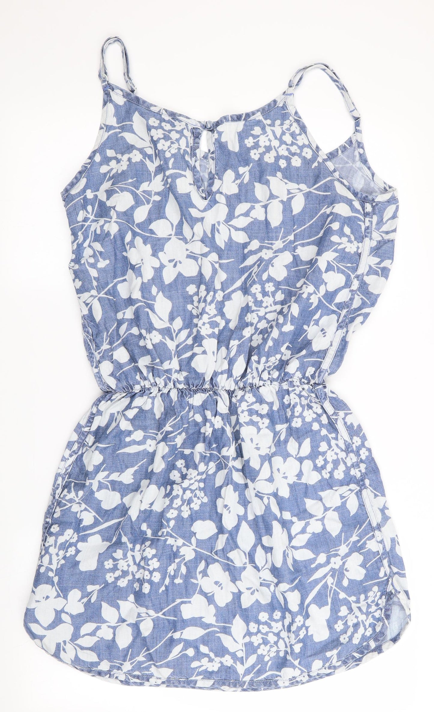 NEXT Womens Blue Floral  Slip Dress  Size 16  - Linen Look Dress