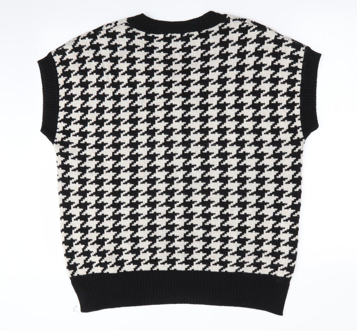Florence and Fred Mens Black Houndstooth  Vest Jumper Size M