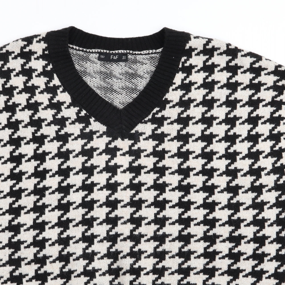 Florence and Fred Mens Black Houndstooth  Vest Jumper Size M