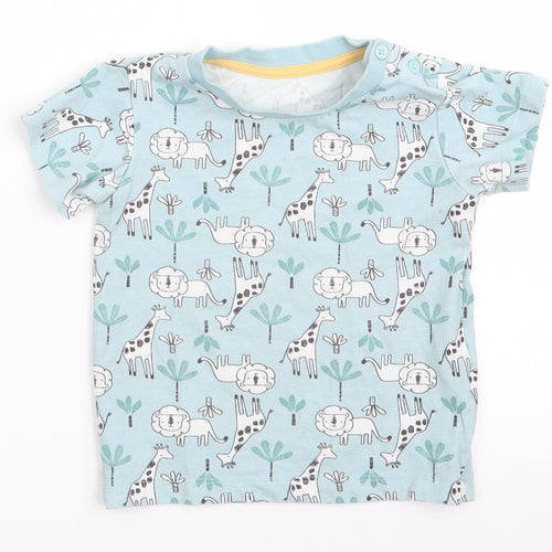 Matalan Boys Blue Animal Print  Basic T-Shirt Size 9-12 Months  - wild animals