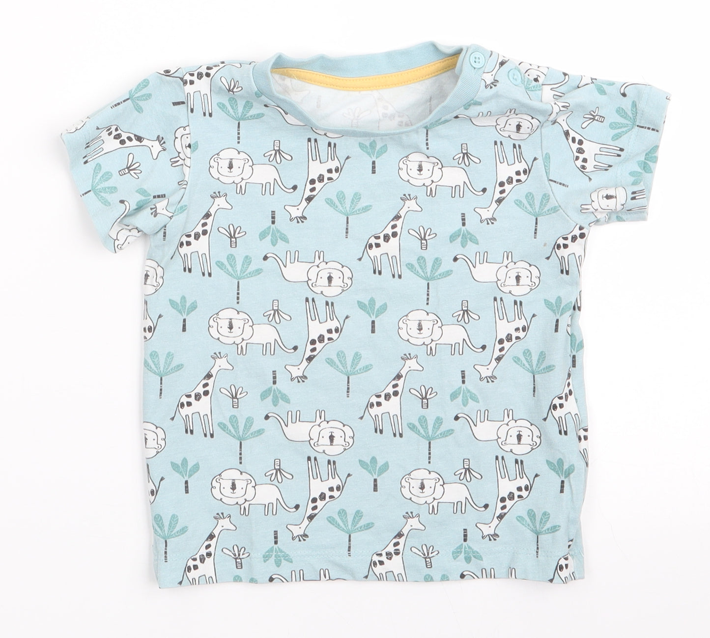 Matalan Boys Blue Animal Print  Basic T-Shirt Size 9-12 Months  - wild animals
