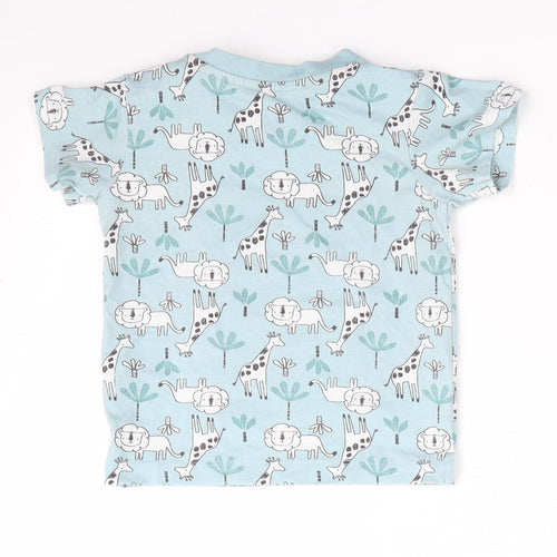 Matalan Boys Blue Animal Print  Basic T-Shirt Size 9-12 Months  - wild animals