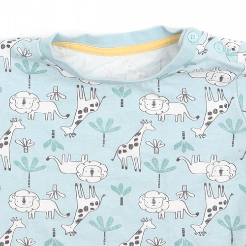 Matalan Boys Blue Animal Print  Basic T-Shirt Size 9-12 Months  - wild animals