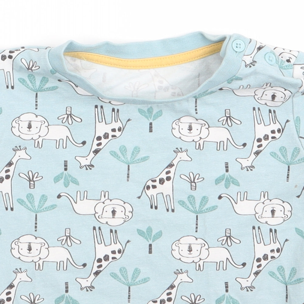 Matalan Boys Blue Animal Print  Basic T-Shirt Size 9-12 Months  - wild animals