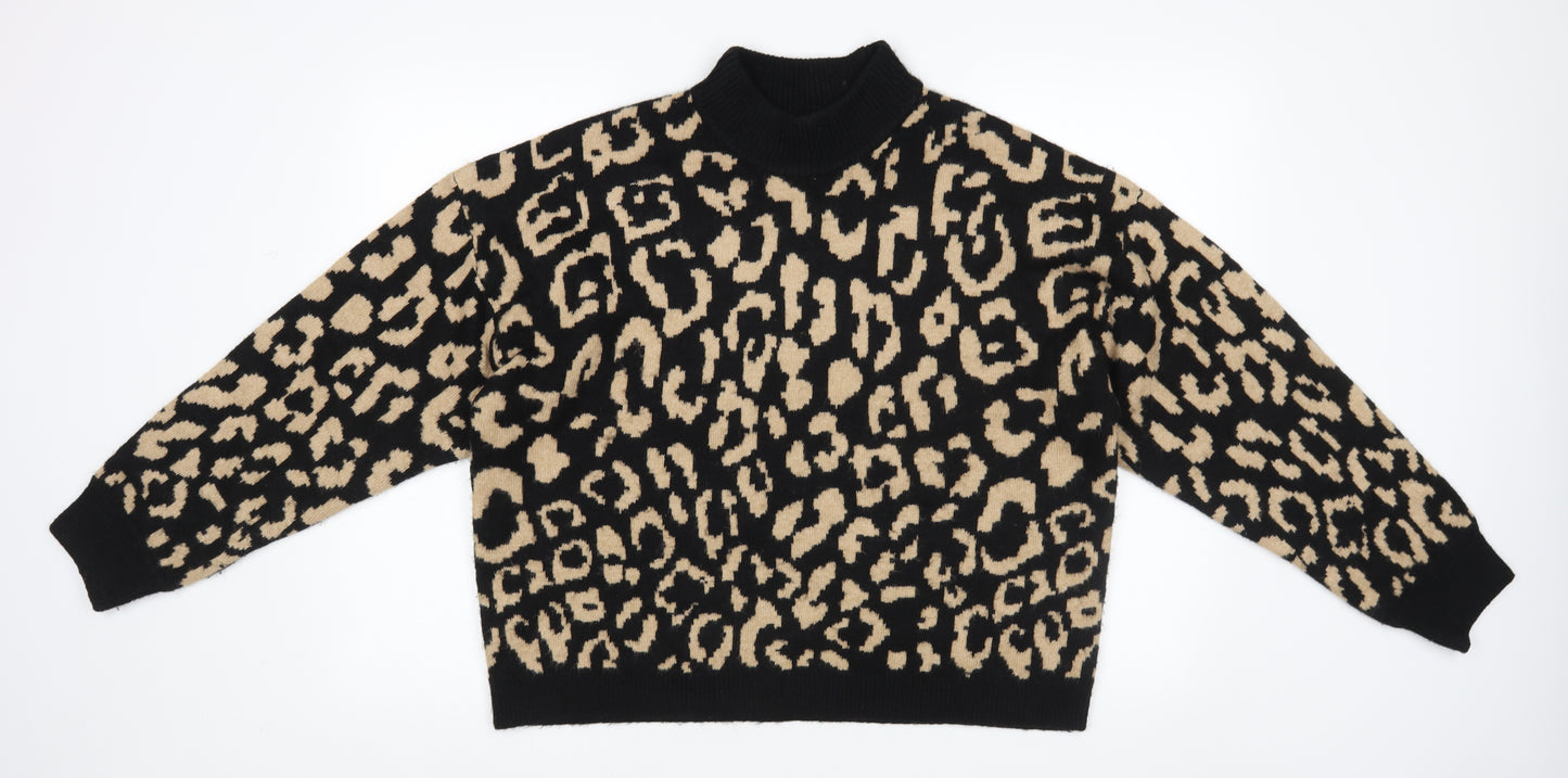 New Look Womens Black Animal Print  Pullover Jumper Size L