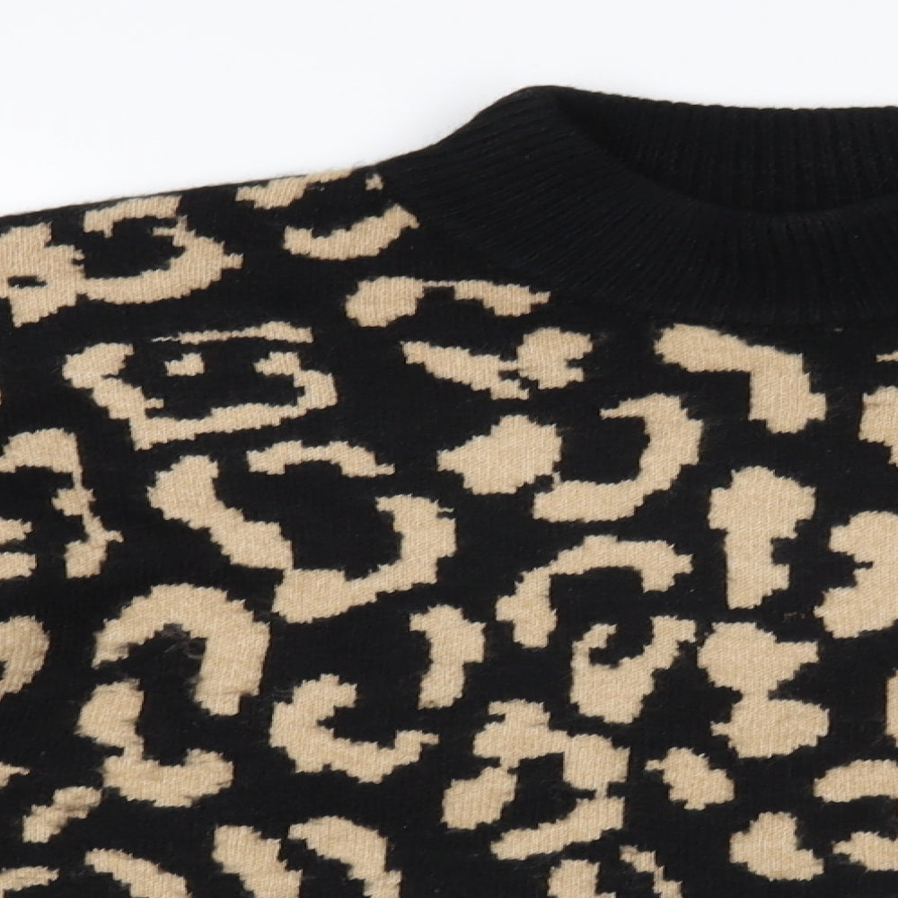 New Look Womens Black Animal Print  Pullover Jumper Size L