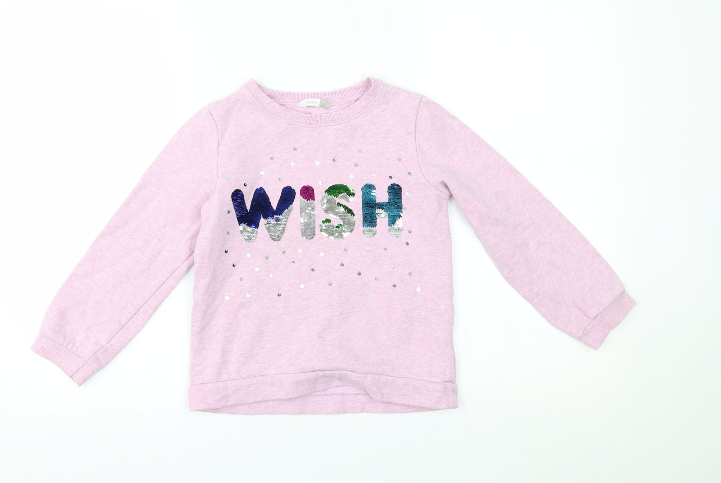 John Lewis Girls Pink   Pullover Jumper Size 8 Years  - reversible sequins