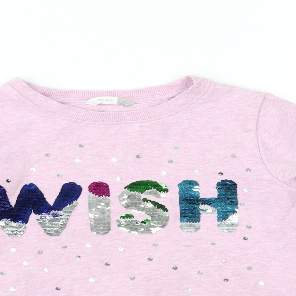 John Lewis Girls Pink   Pullover Jumper Size 8 Years  - reversible sequins