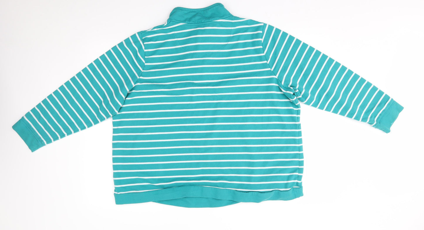 BM Womens Blue Striped  Henley Jumper Size XL