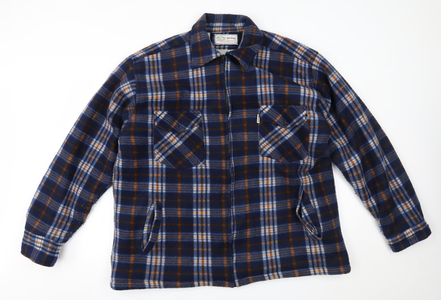 Hoang Mens Blue Plaid  Jacket  Size 2XL