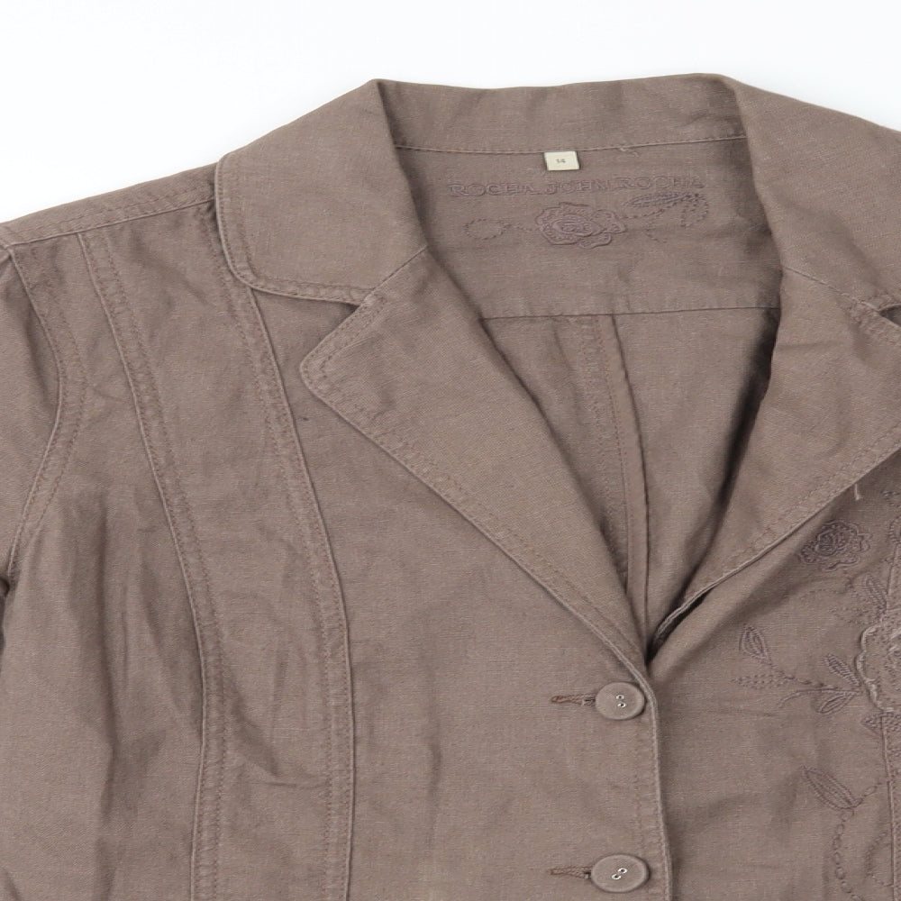 Rjr Womens Brown   Jacket Blazer Size 14