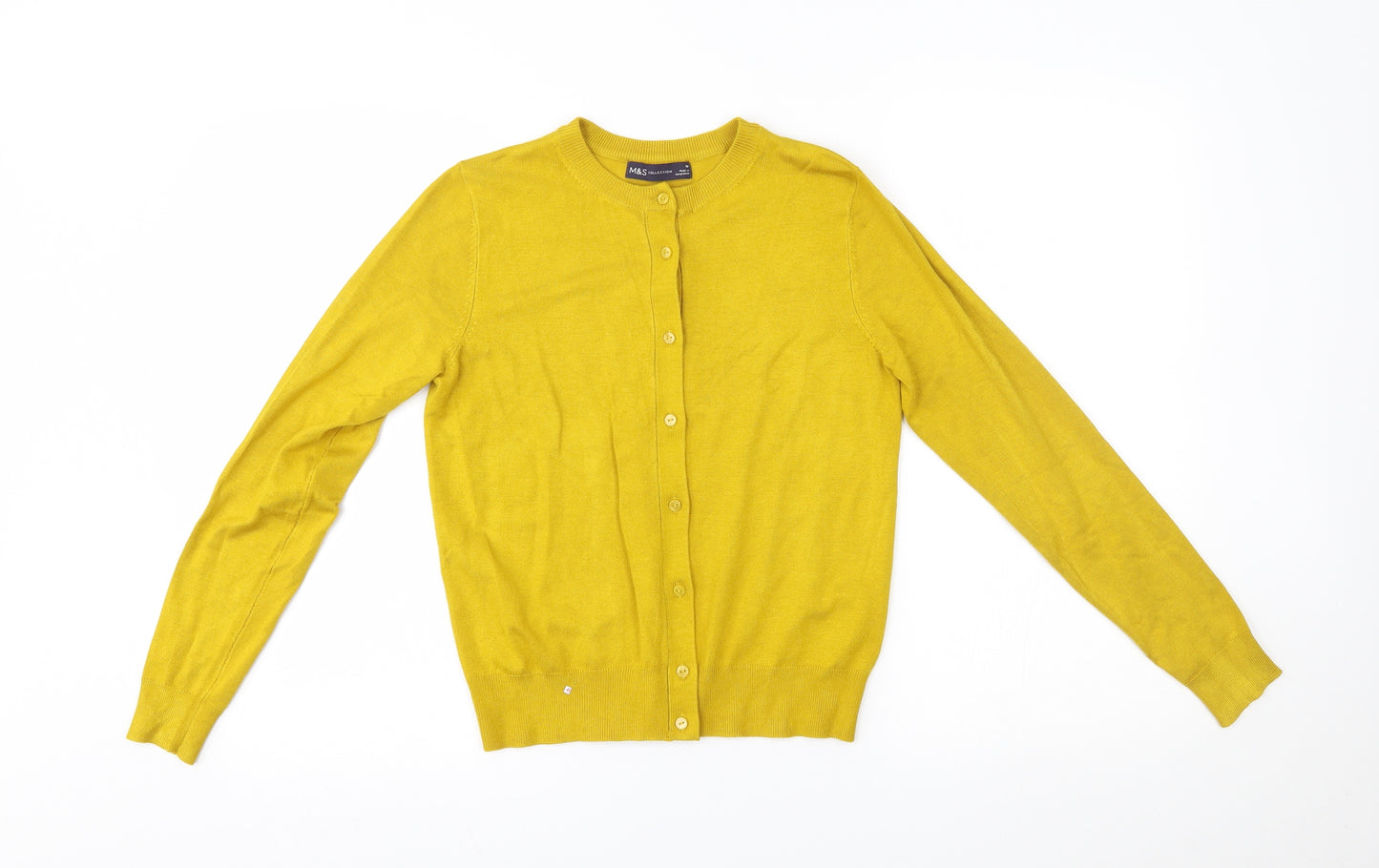 M&S Womens Yellow   Cardigan Jumper Size 10