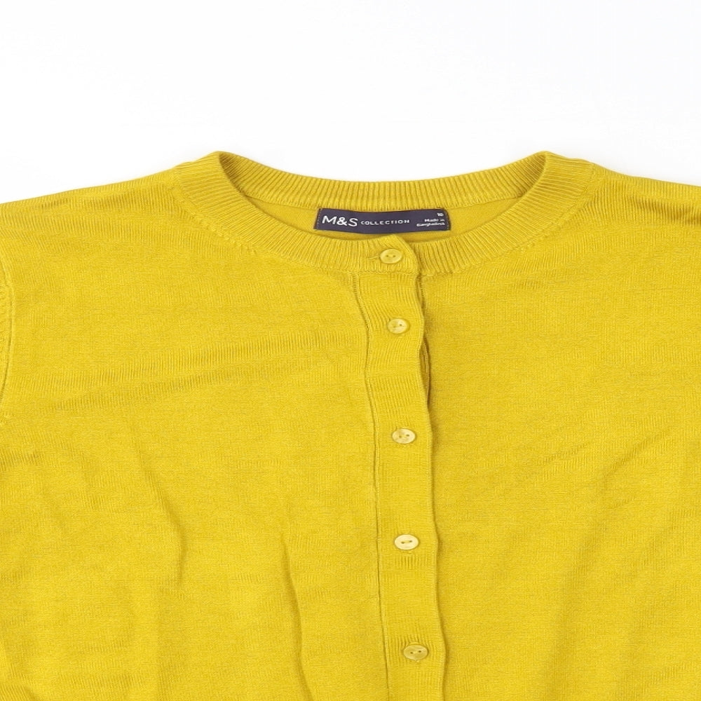 M&S Womens Yellow   Cardigan Jumper Size 10