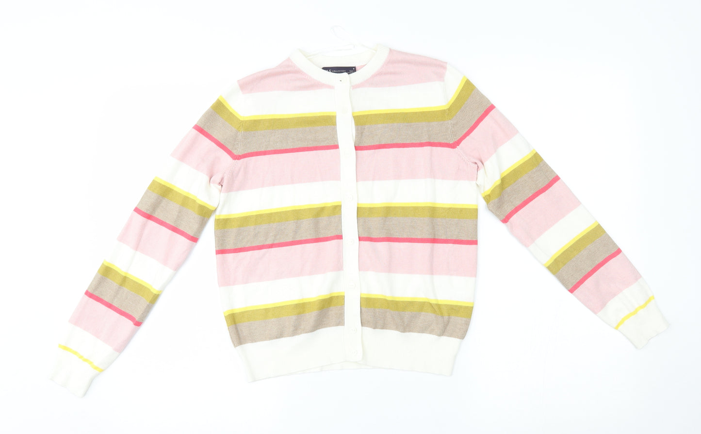 M&S Womens Multicoloured Striped  Cardigan Jumper Size 10