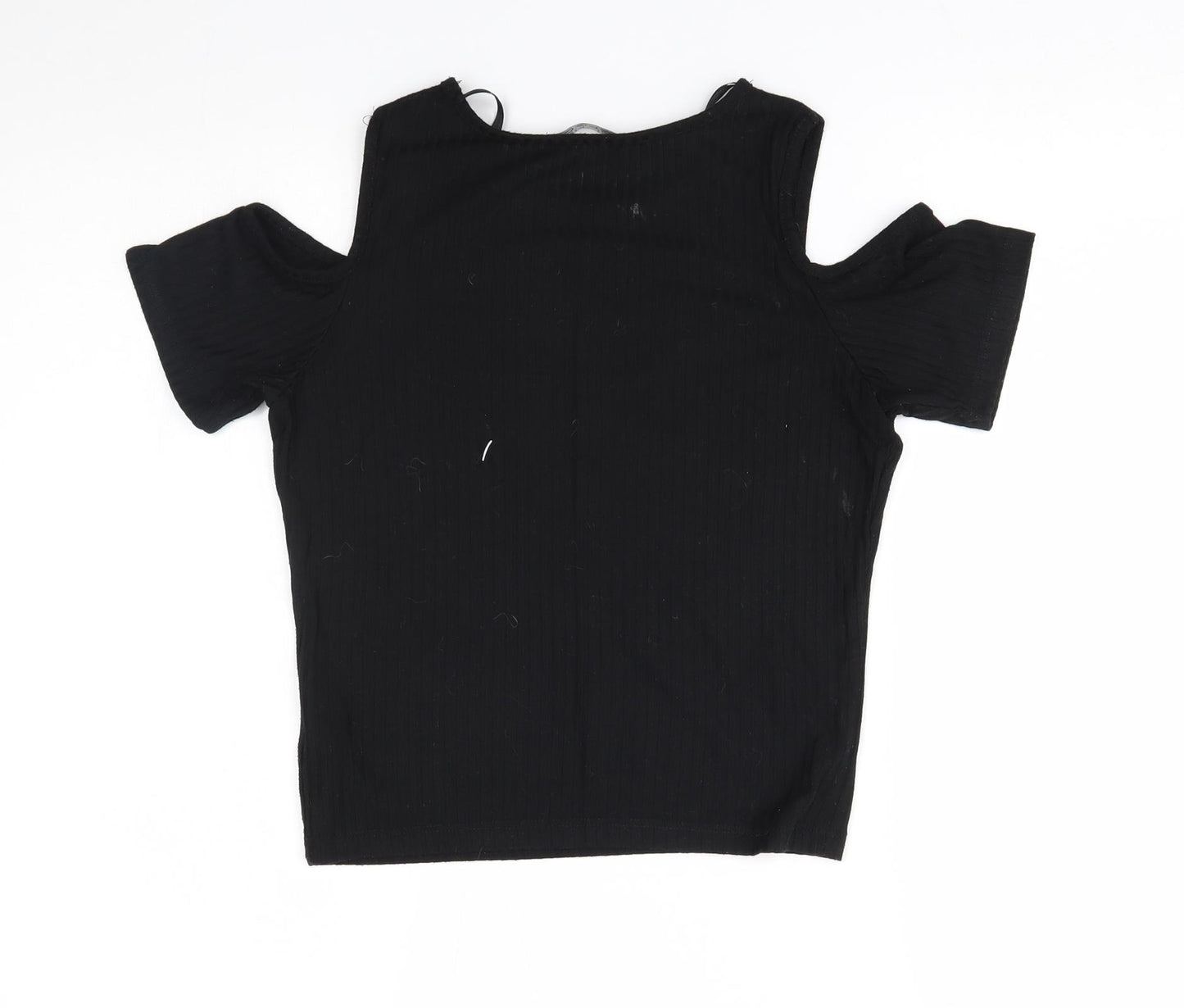 Select Womens Black   Basic T-Shirt Size 8  - shoulder slits