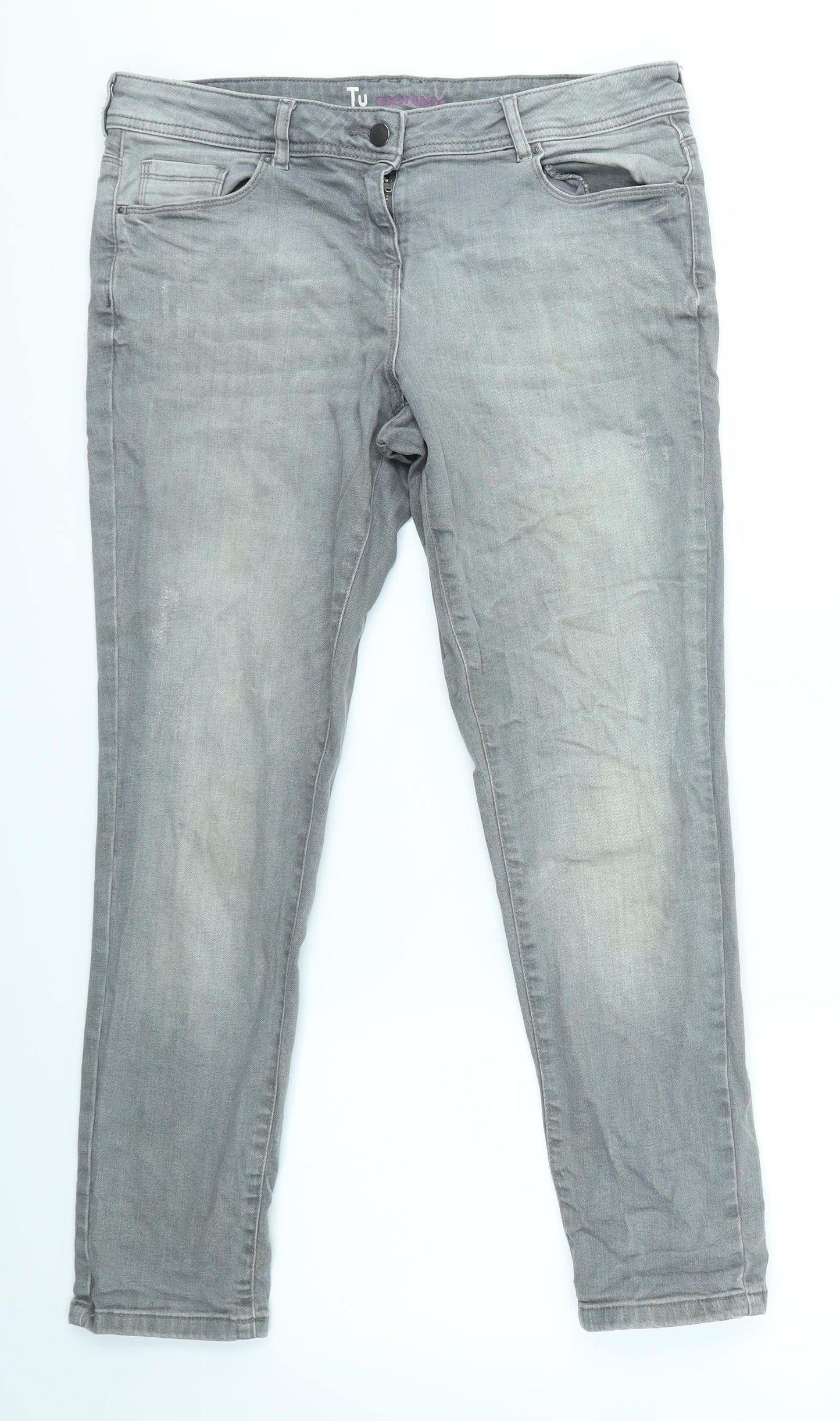 TU Womens Grey   Skinny Jeans Size 14 L26 in - SHORT