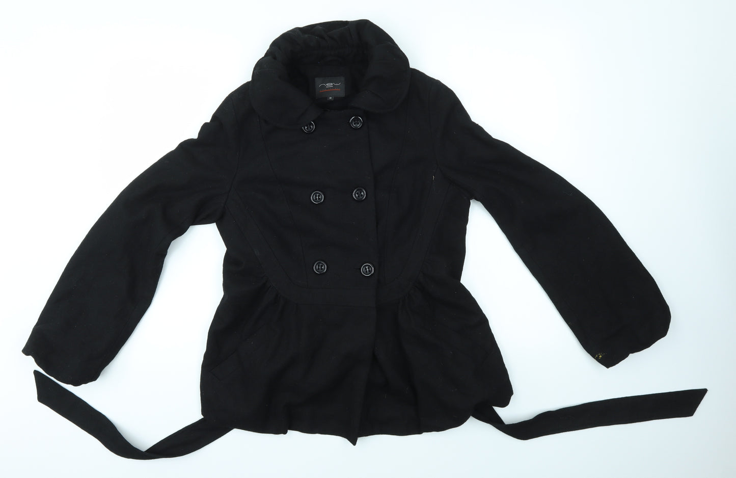 New Look Womens Black   Overcoat Coat Size 14