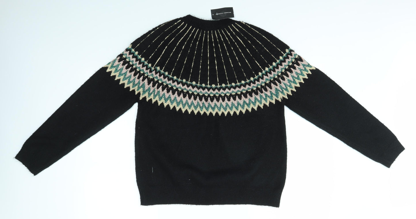 Dorothy Perkins Womens Black   Pullover Jumper Size 10  - FESTIVE