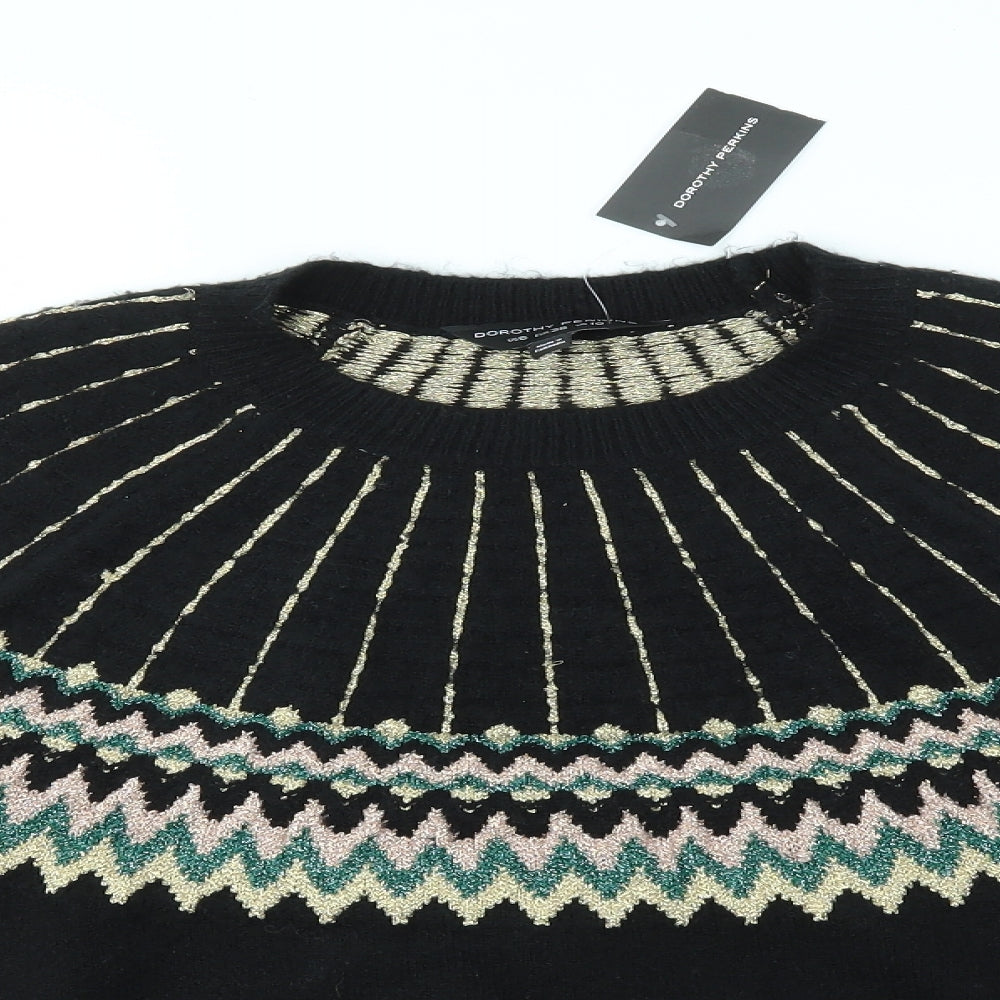Dorothy Perkins Womens Black   Pullover Jumper Size 10  - FESTIVE