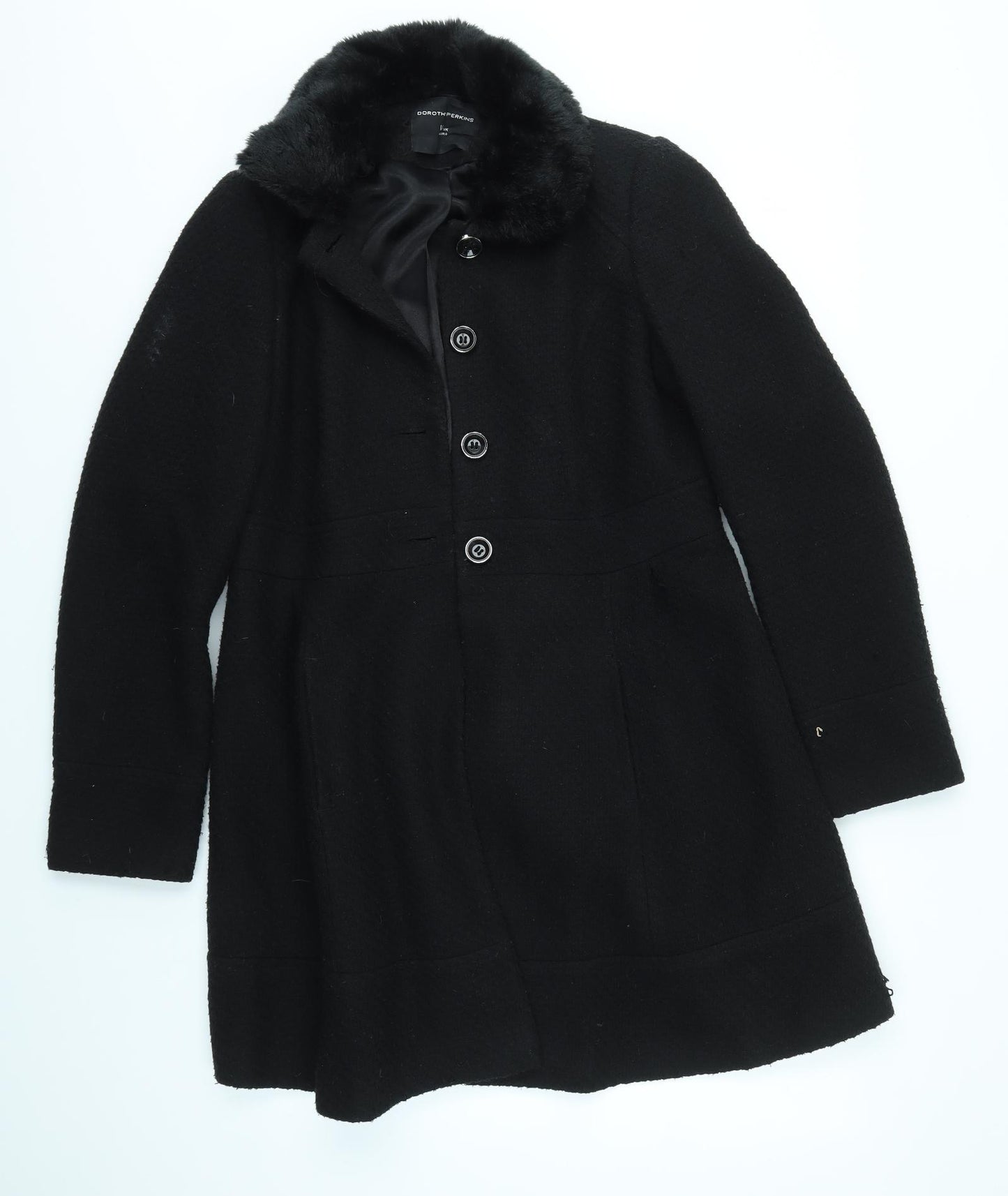 Dorothy Perkins Womens Black   Overcoat Coat Size 14