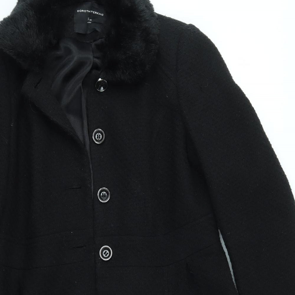 Dorothy Perkins Womens Black   Overcoat Coat Size 14