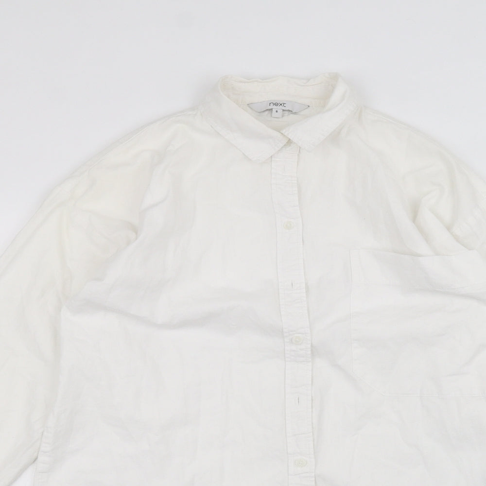 NEXT Womens White   Basic Button-Up Size 6