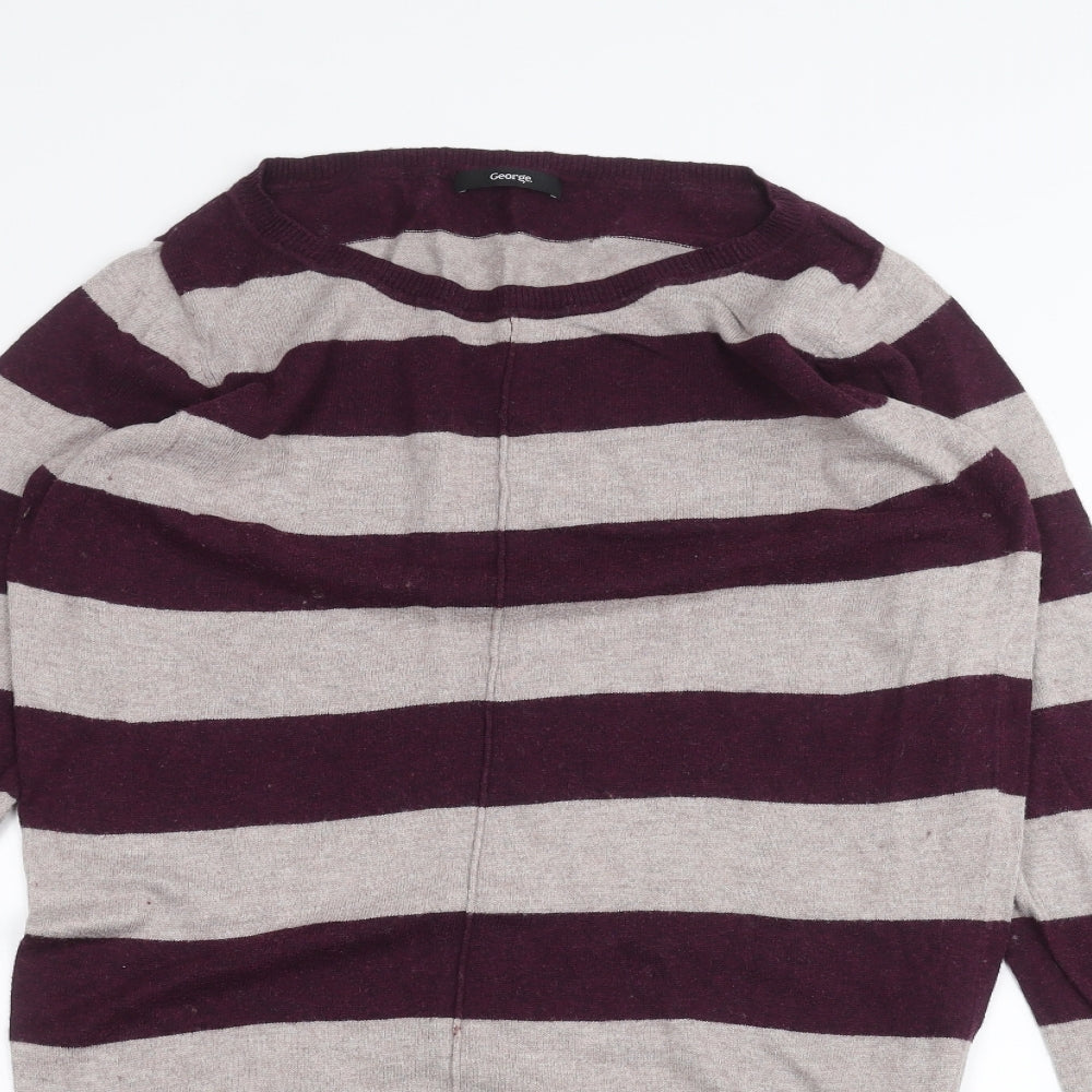 George Womens Purple Striped  Pullover Jumper Size 16