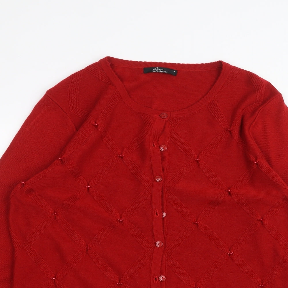 BM Womens Red   Cardigan Jumper Size M