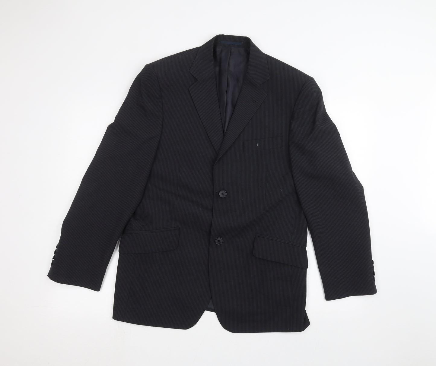 George Mens Black Striped  Jacket Suit Jacket Size 38