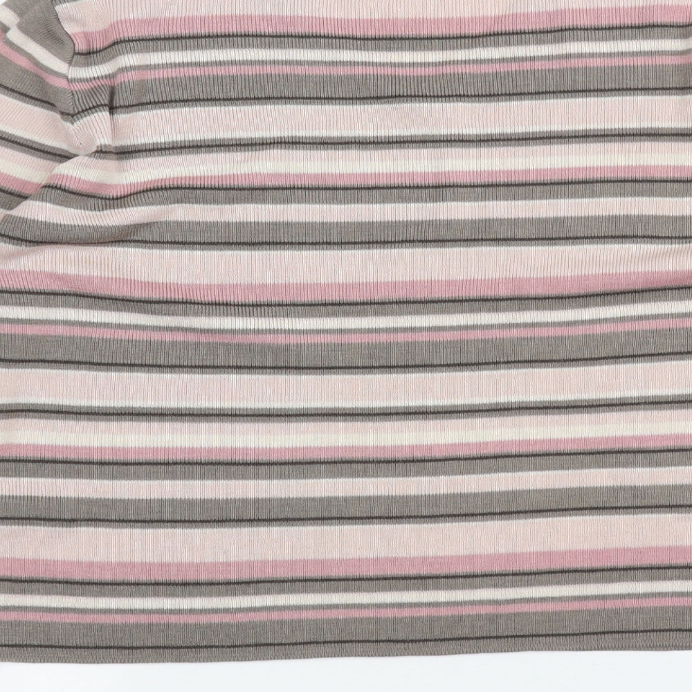 Marks and Spencer Womens Pink Striped  Basic T-Shirt Size 14